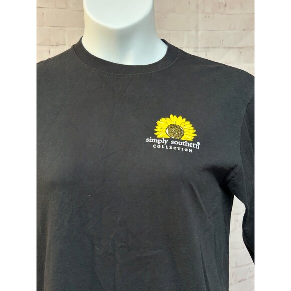 Simply Southern Medium Sunflower Blessed Grandma Long Sleeve T Shirt Black - Picture 3 of 6
